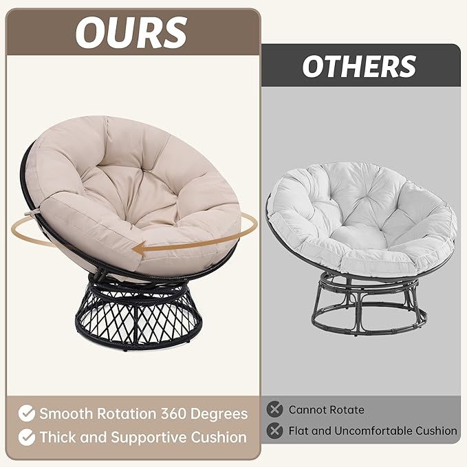 46" Giant Oversized Ergonomic Rattan Papasan Chair - Image 5