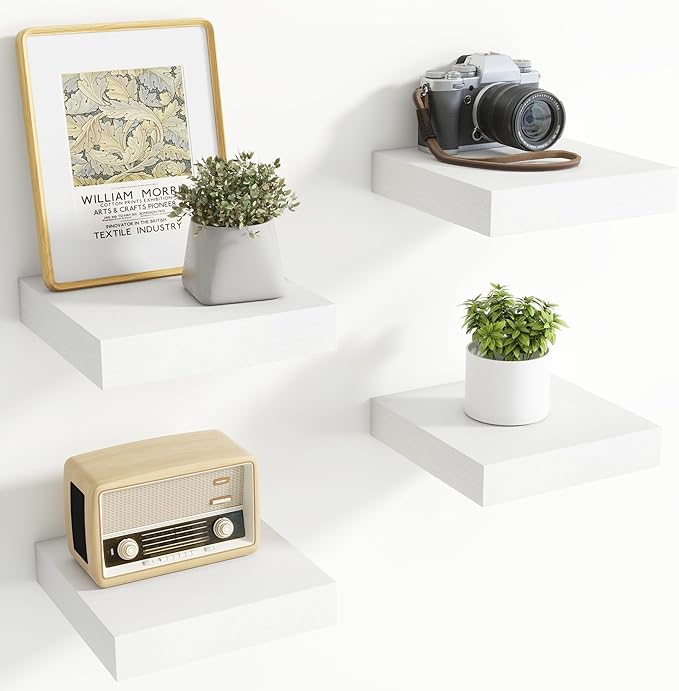 Axeman Square Floating Shelves for Wall, 4 Pack Wall Mounted Floating Shelf by Axeman