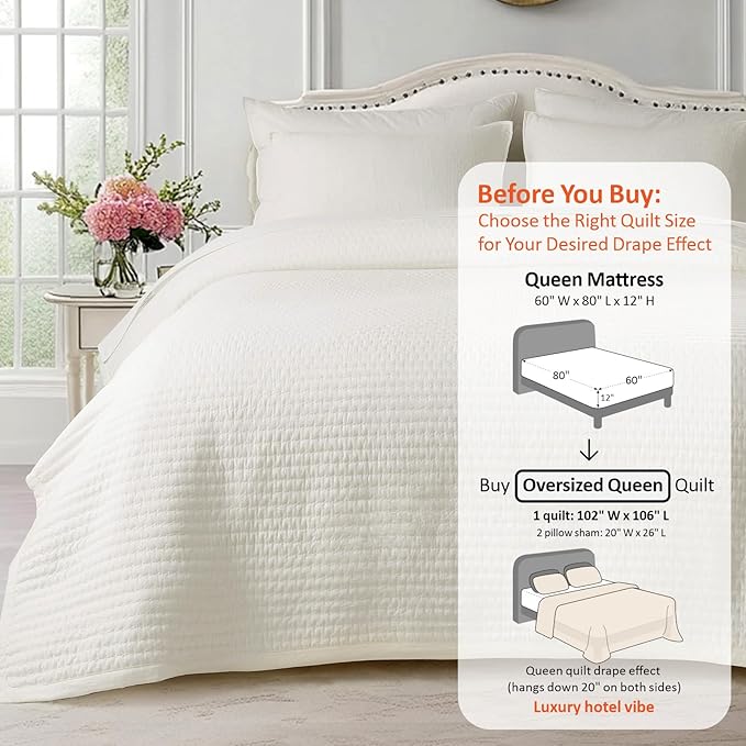 KASENTEX Oversized Queen Quilt Set 102"x106" – Soft Washed 3-Layer Lightweight - Image 3