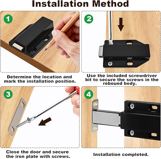 8 Pack Magnetic Push Latch, Heavy Duty Magnetic Touch Latch, - Image 5