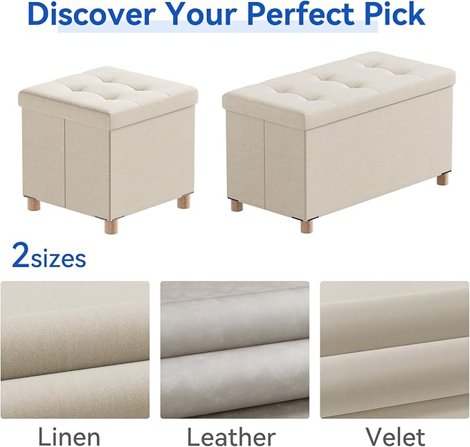 BRIAN & DANY 30 Inches Folding Storage Ottoman Bench, Ottoman - Image 7