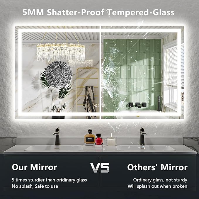 YEELAIT 60x38 Inch LED Bathroom Mirror - Image 6