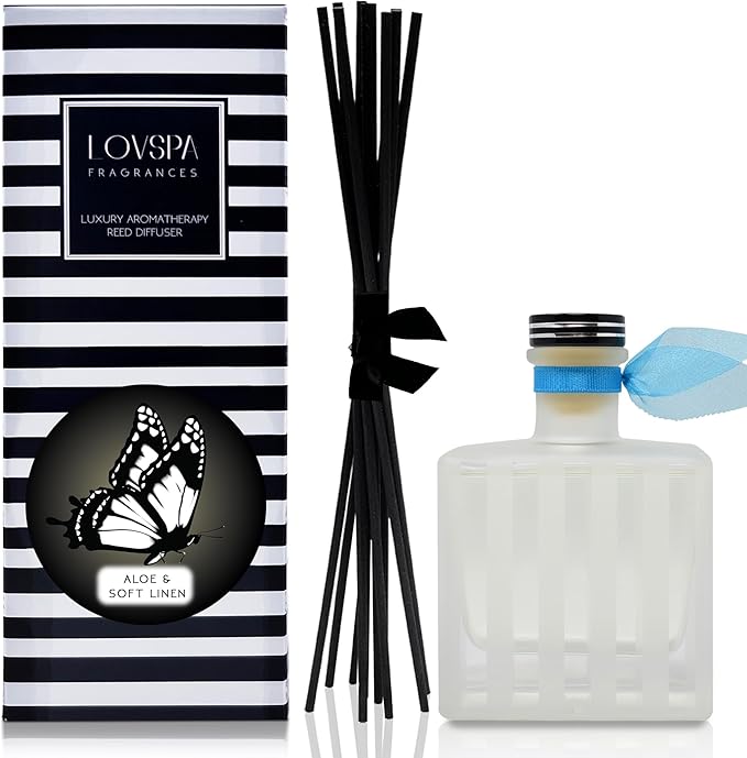 LOVSPA Reed Diffuser Set, Aloe & Soft Linen Scented Oil Diffuser - Image 2