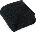 Chunky Knit Throw Blanket 50"X 60", 100% Handmade by LONGCREATE
