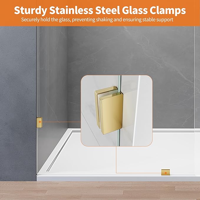 Shower Glass Panel, Frameless Walk in Shower Door - Image 3