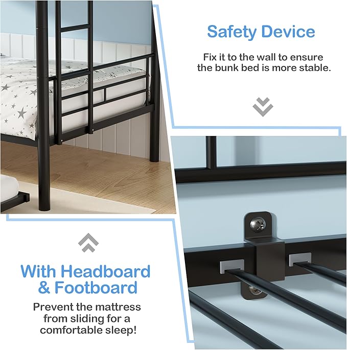 VECELO Bunk Bed Twin Over Twin - Image 5