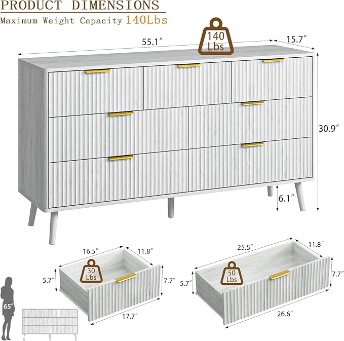 CARPETNAL Fluted 7 Drawer Dresser - Image 2