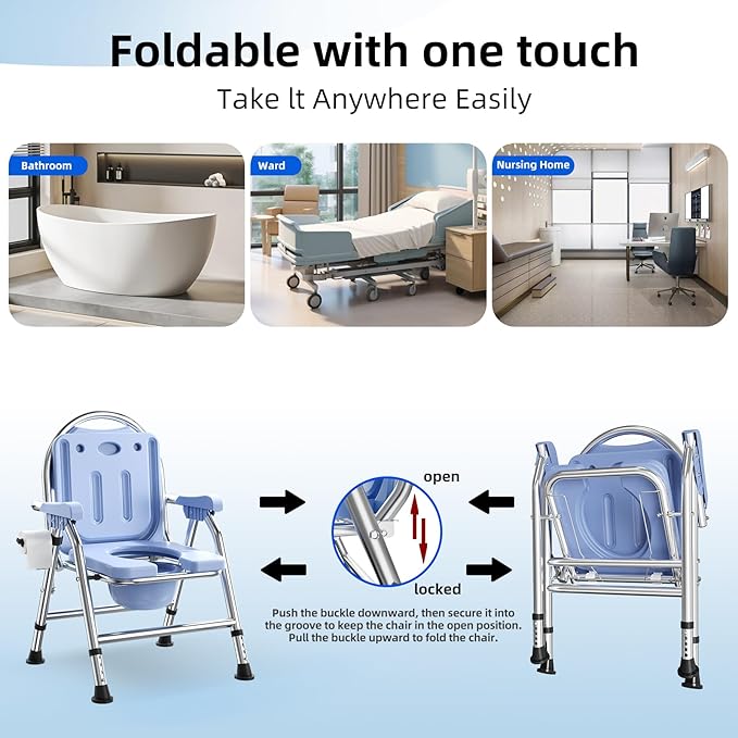4 in 1 Folding Bedside Commode Chair - Image 4