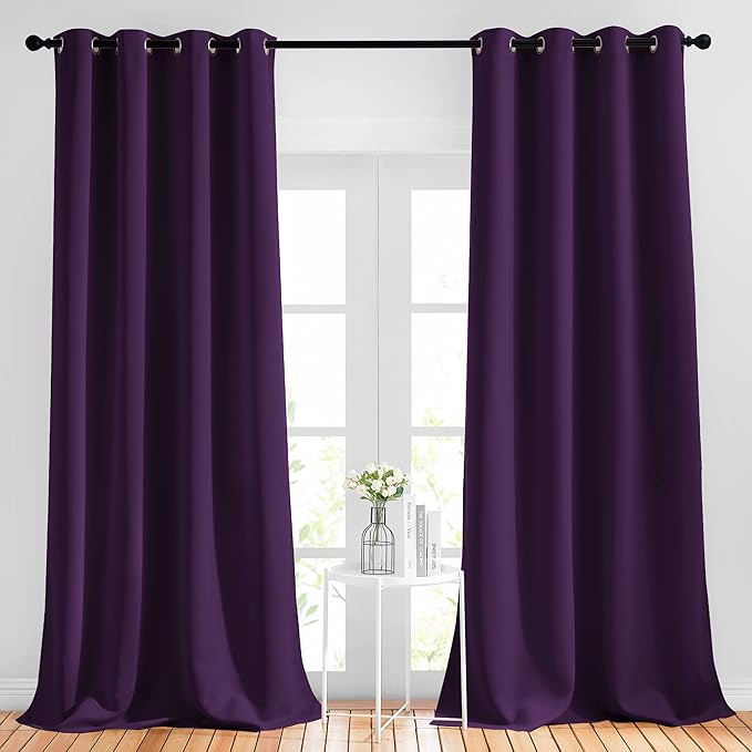 NICETOWN Blackout Royal Purple Curtains 90 inch Length by NICETOWN