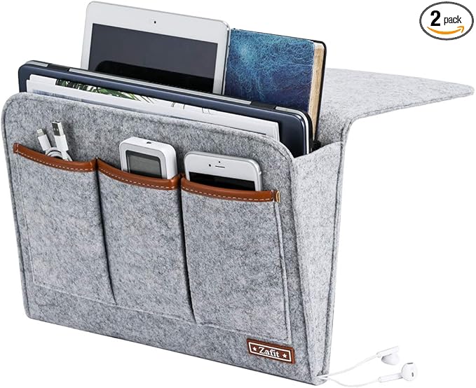 Bedside Caddy, 6 Pockets Large Size Bedside Storage Organizer Bedside Organizer by ZAFIT