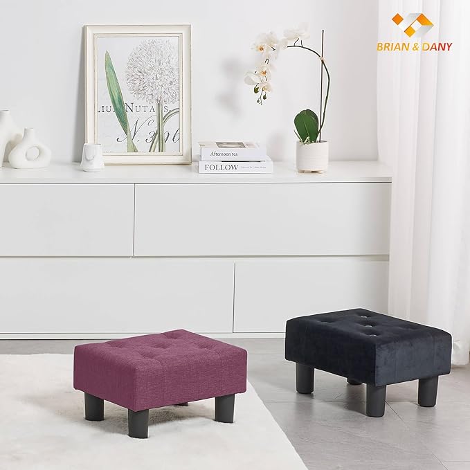 BRIAN & DANY Small Foot Stool, Linen Foot Stools - Image 7