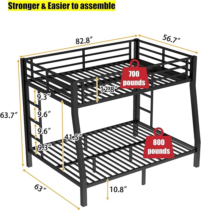 SIGONE Stronger & Safer Heavy Duty Full XL Over Queen Size Bunk Bed - Image 2
