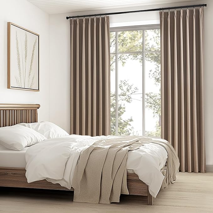 Topfinel 102 Inches Long Custom Blackout Linen Curtains, Pinch Pleated Noise - Image 7