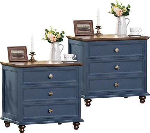 24" Wide Farmhouse Night Stand Set of 2, Large End Table by Joaxswe
