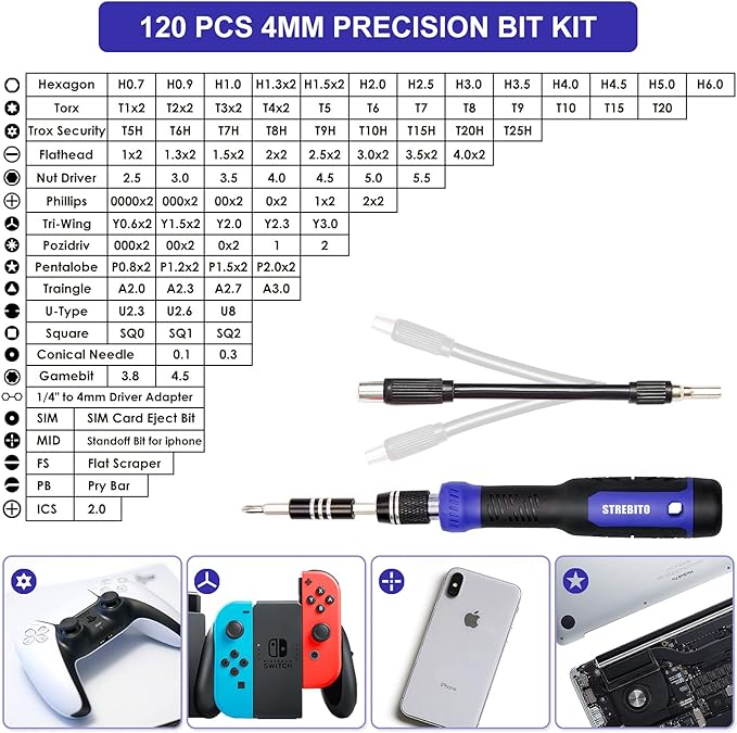 STREBITO Precision Screwdriver Set 191-Piece Multi-Bit Screwdriver 1/4 Inch Nut - Image 3