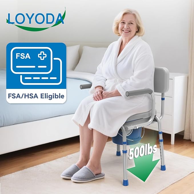 Loyoda Drop Arm Bedside Commode, Commode - Image 2