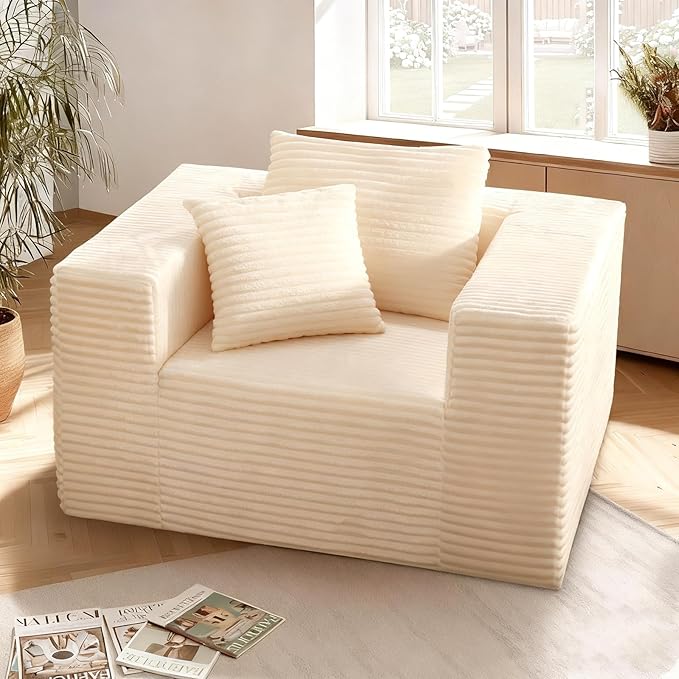 Single Sofa Foam Couch Sofa for Small Spaces, Giant Bean Bag Chair, Comfy Sofas - Image 2