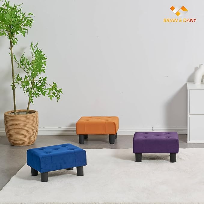 BRIAN & DANY Small Foot Stool, Velvet Foot Stools - Image 7