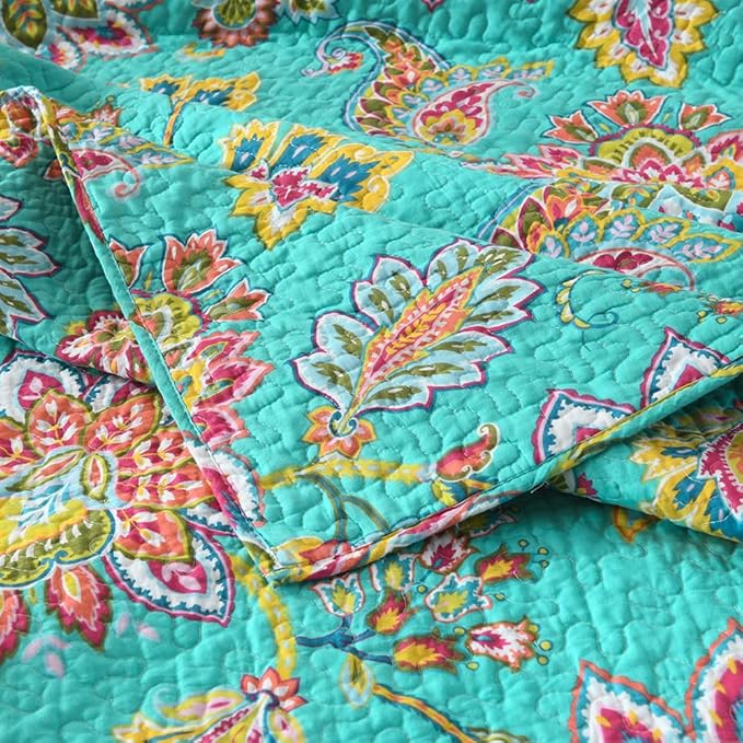 Cotton Bedspread Quilt Sets Reversible Bedding Coverlet Sets Comforter Paisley - Image 8