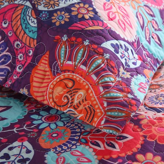Cotton Bedspread Quilt Sets Reversible Bedding Coverlet Sets Comforter Paisley - Image 6
