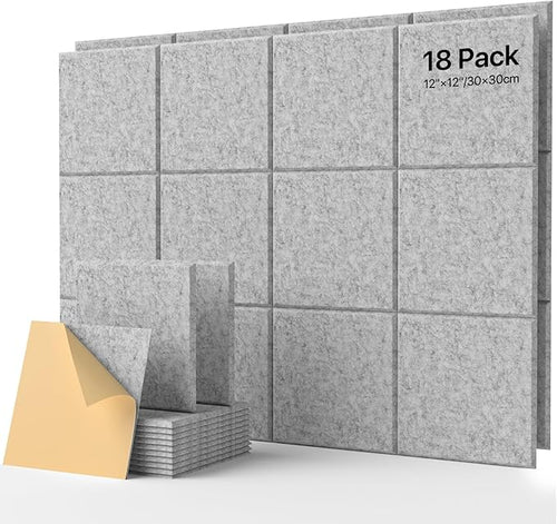 18 Pack Soundproof Wall Panels Self-Adhesive, Square Sound Proof Foam Panels by Soundsbay