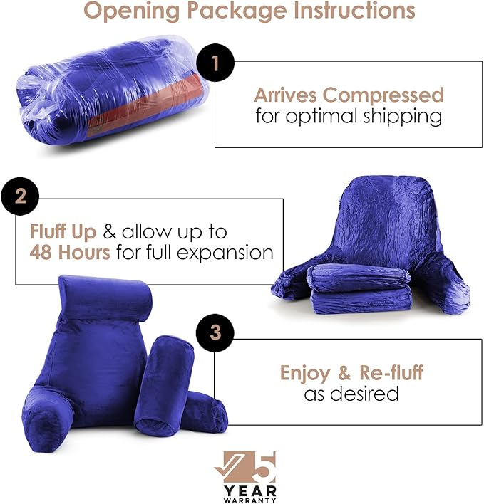 Nestl Reading Pillow with Shredded Memory Foam Includes 2 Neck and Lumber - Image 2