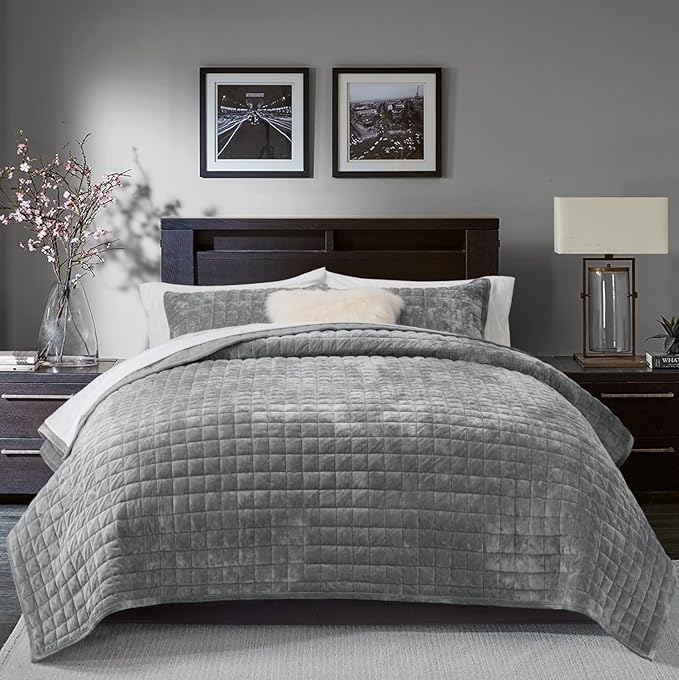RECYCO Luxury Velvet Quilt Set Full Queen Size, Lightweight Velvet Comforter Set - Image 3