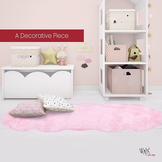 Silky Soft Faux Fur Rug, 2 ft. x 6 ft. Pink Fluffy and Shaggy Sheepskin Area - Image 4