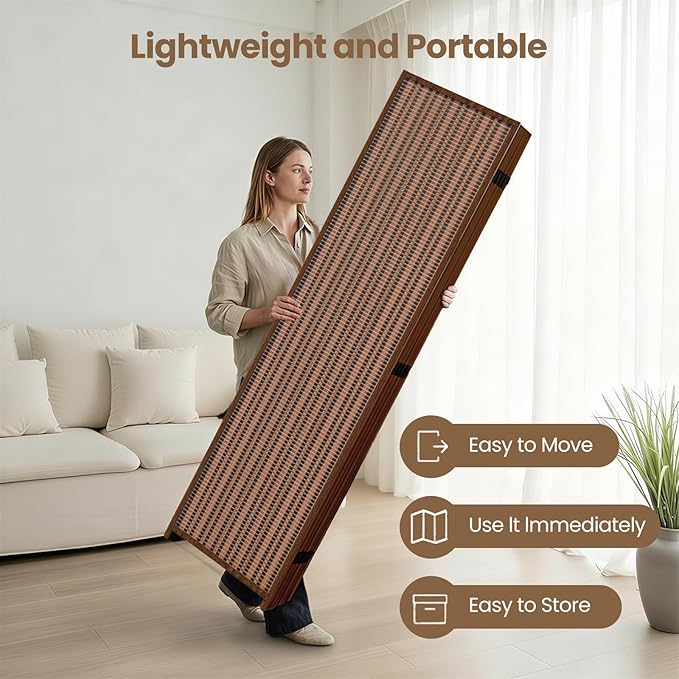 8 Panel Room Divider and Extra Wide Folding Privacy Screen, Bamboo Room Divider - Image 5