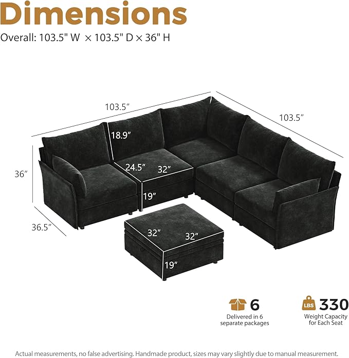 ABCASA 103.5" Oversized Modular Sectional Sofa, L Shaped Convertible Couch - Image 2
