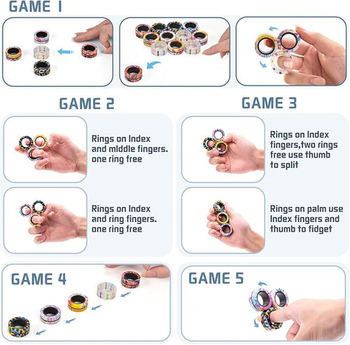 15Pcs Magnetic Adults Fidget Toys Rings, Stocking Stuffers - Image 2