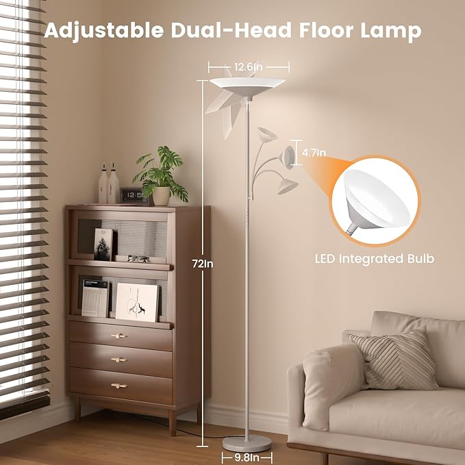 Sliver Gray Torchiere Floor Lamp - Image 6