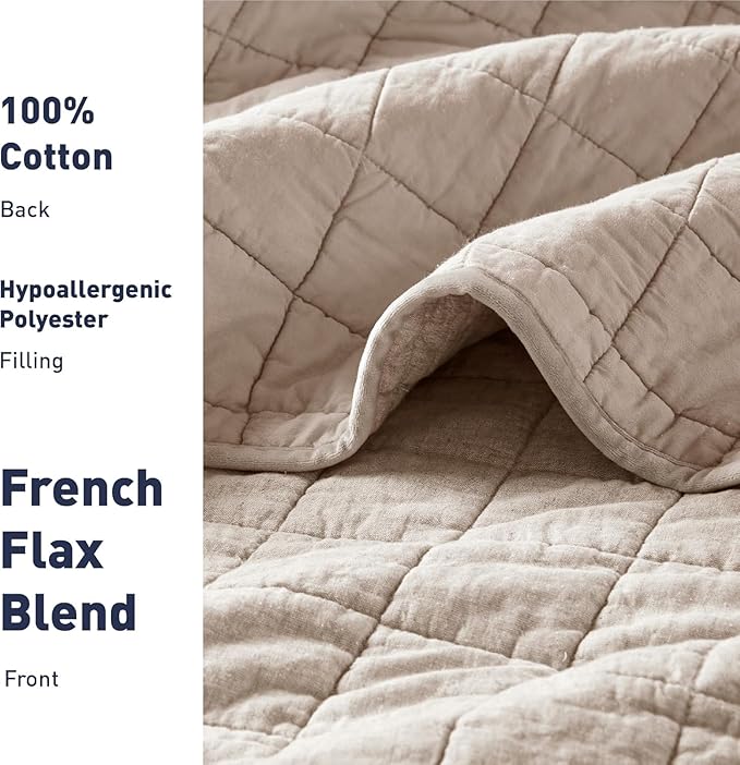 Hyde Lane Luxury Linen Quilt Set Queen Size, Organic European Flax Cotton Blend - Image 6