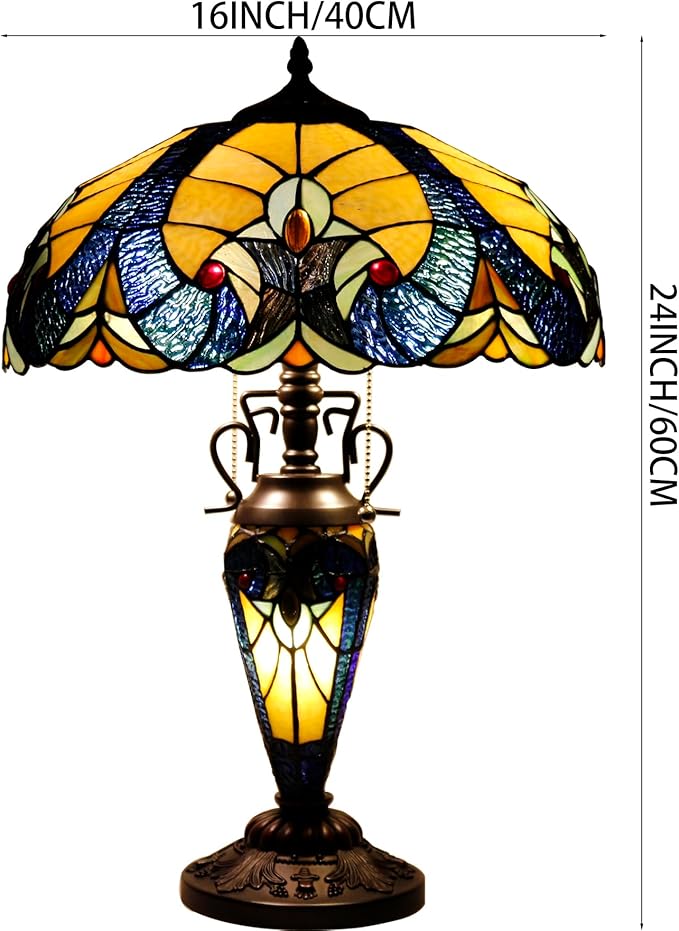 WERFACTORY Tiffany Lamp Yellow Stained Glass Liaison Mather-Daughter Vase Table - Image 7