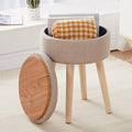 Mxfurhawa Storage Ottoman Linen Round Vanity Stool Tray Top Modern Foot Stool by Mxfurhawa