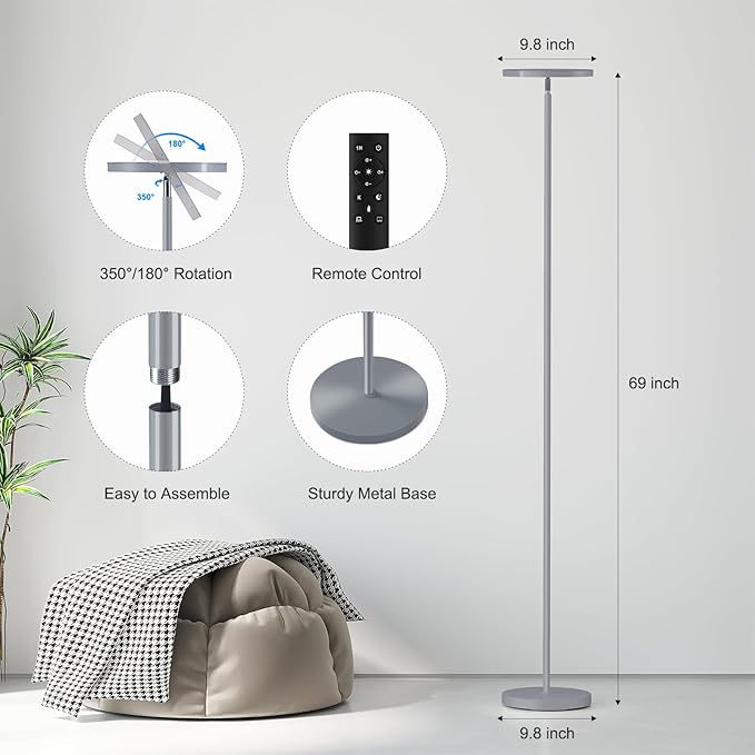 SUNMORY Floor Lamps for Living Room, 32W/3000LM Super Bright LED Floor Lamp - Image 3