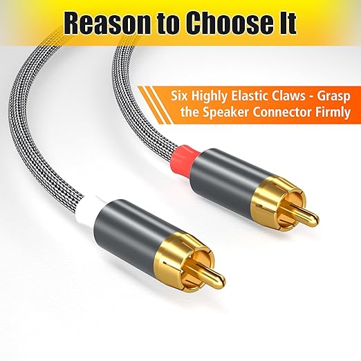 AGVEE 6.6ft RCA Cable, 2 RCA Male Thickened Six Claws Plug Stereo Auxiliary - Image 2