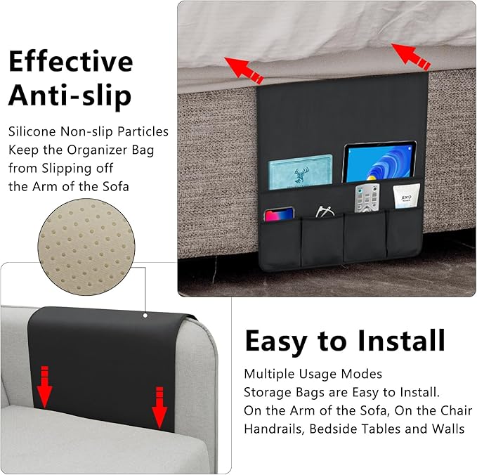 TV Remote Control Holder Couch Caddy, Non-slip Bedside Caddy Organizer - Image 4
