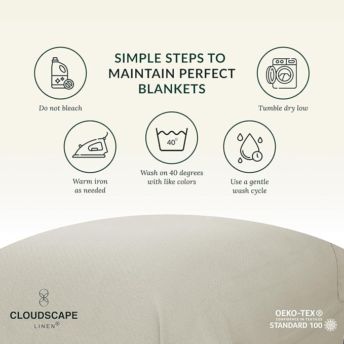 Cloud Scape Linen 100% Cotton Blanket King 92x108 Fog - Image 9