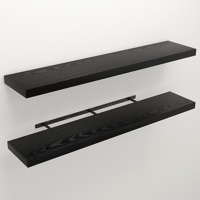 Floating Shelves for Wall, 9.3" Deep Wall Mounted Wood Shelves for Bathroom - Image 3