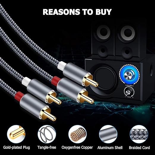 RCA Cable, Goalfish 2RCA Male to 2RCA Male Stereo Audio Cables【2-Pack/4ft - Image 2