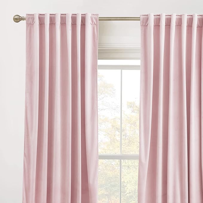 RYB HOME Pink Velvet Curtains 84 inches - Image 2