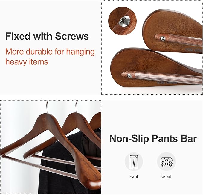 TOPIA HANGER Wide Shoulder Wooden Hangers, Suit Hangers - Image 4
