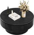 LKTART Round Coffee Table for Living Room, Accent Fluted Drum Coffee Table by LKTART