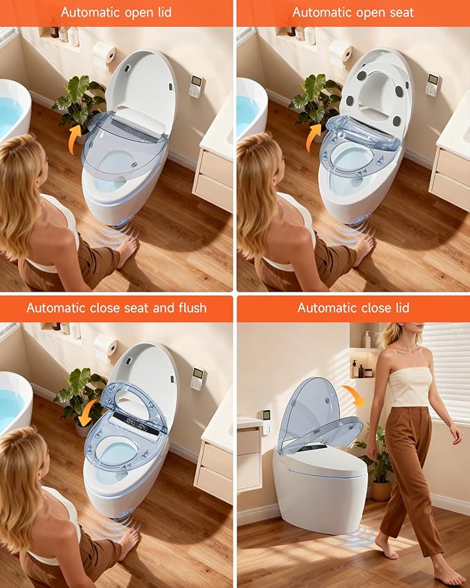 WANSID Smart Toilet with Bidet Built in, Bidet Toilet with Auto Open/Close Lid - Image 2