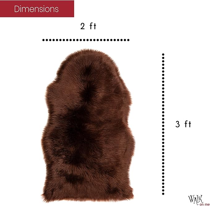 Silky Soft Faux Fur Rug, 2 ft. x 3 ft. Brown Fluffy and Shaggy Sheepskin Carpet - Image 2