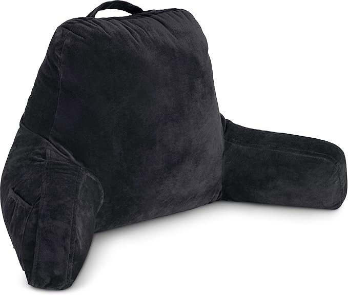 Husband Pillow Black, Original Reading Pillow in Bed Rest Chair, Shredded by HusbandPillow