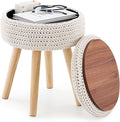 LGENHOOM Round Foot Stool Ottoman by LGENHOOMHandwovenNaturalWaterHyacinthBasket
