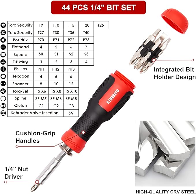 STREBITO Precision Screwdriver Set 191-Piece Multi-Bit Screwdriver 1/4 Inch Nut - Image 2