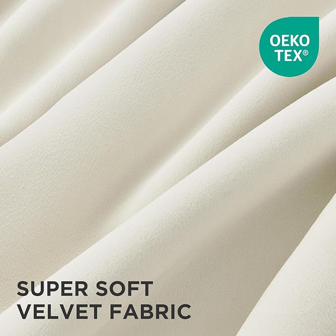 Joydeco White Velvet Curtains 72 Inches 2 Panels, Luxury Thermal Insulated Soft - Image 2